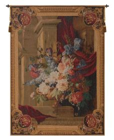 Bouquet Et Architecture Vertical French Tapestry (size: H 43" x W 32")