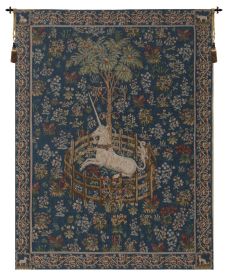 Licorne Captive Blue French Tapestry (size: H 44" x W 34")