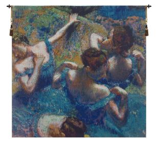 Blue Dancers Belgian Tapestry Wall Art (size: H 24" x W 24")
