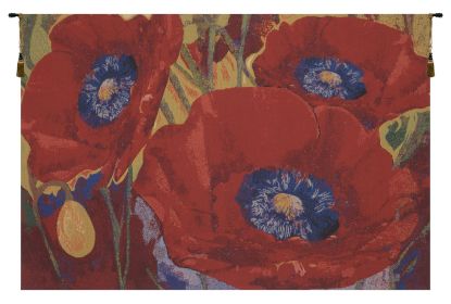 Three Poppies Tapestry (size: H 20" x W 33")
