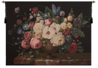 Bouquet Hibiscus Noir French Tapestry (size: H 58" x W 78")