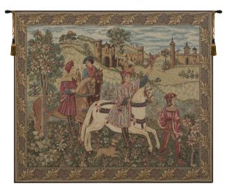 The Hunt in Red Tapestry Wall Hanging (size: H 43" x W 50")