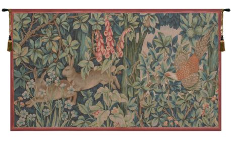 Hare and Pheasant French Tapestry (size: H 29" x W 50")