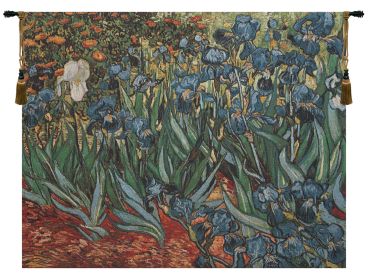 Irises In Garden II Belgian Tapestry Wall Art (size: H 29" x W 36")