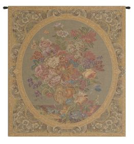 Floral Composition in Vase Cream Italian Wall Tapestry (size: H 15" x W 12")