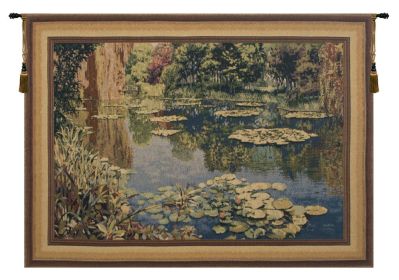Lake Giverny With Border Belgian Tapestry Wall Art (size: H 67" x W 88")