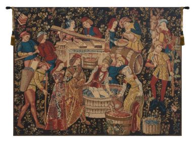 Grapes Harvest Vendanges Belgian Tapestry Wall Art (size: H 66" x W 85")