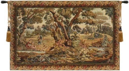 Hunters Resting Italian Wall Tapestry (size: H 46" x W 66")