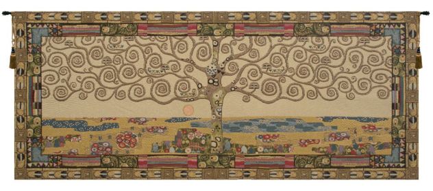 Tree of Life by Klimt I Italian Wall Tapestry (size: H 19" x W 25")