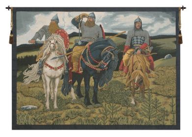 Knights the Bogatyrs Italian Wall Tapestry (size: H 26" x W 36")