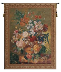 Terracotta Floral Bouquet Bright Belgian Tapestry Wall Art (size: H 41" x W 32")