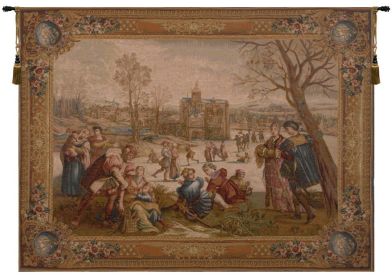 Les Patineurs I French Tapestry (size: H 44" x W 58")