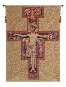 Crucifix of St. Damian Italian Wall Tapestry (size: H 24" x W 16")