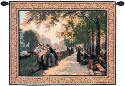 Bank of the River Seine I French Tapestry (size: H 25" x W 32")
