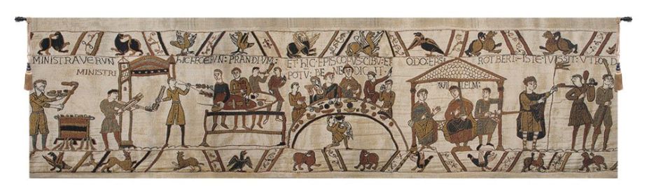 Bayeux Banquet Belgian Tapestry Wall Art (size: H 17" x W 67")