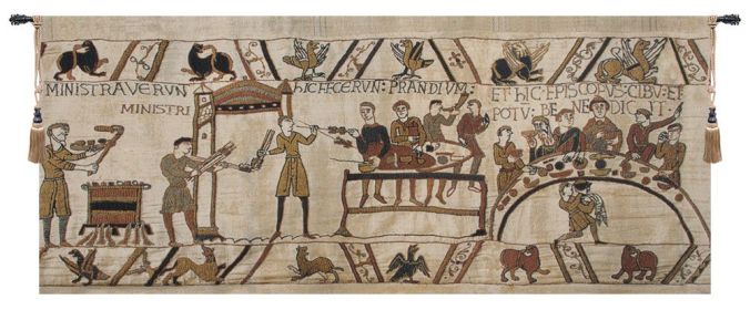 Bayeux Banquet II Belgian Tapestry Wall Art (size: H 27" x W 62")