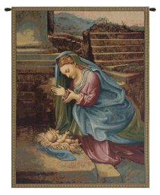 Madonna Adoring the Child Italian Wall Tapestry (size: H 26" x W 20")