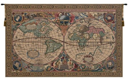 Map Mercator Tapestry (size: H 33" x W 46")
