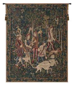Unicorn Hunt with Border Tapestry (size: H 68" x W 54")