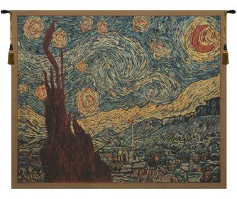 Van Gogh's Starry Night Tapestry (size: H 26" x W 33")