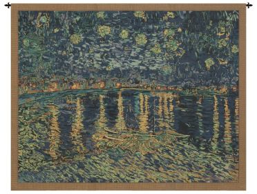 Van Gogh's Starry Night Over the Rhone Tapestry (size: H 33" x W 40")