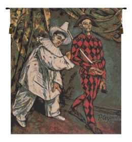 Pierrot and Harlequin European Tapestry (size: H 33" x W 27")