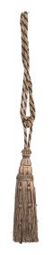 Caroline Black and Gold Tapestry Tassel (size: H 12" x W 3")